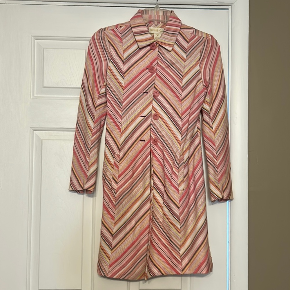 PARISIAN Signature pink, yellow, white, brown, stripe, Easter jacket. 4P GUC